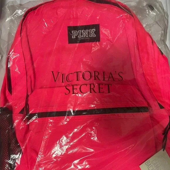 Victoria\'s Secret PINK Campus Backpack Neon Pink w Side Logo RARE Victorias Secret PINK Campus Backpack Graphic Neon Brand New  main image 4
